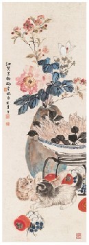 曹克家 任瑞萱 双猫图 立轴